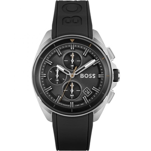 Hugo Boss Volane Chronograph Grey Dial Black Silicone Strap Watch for Men - 1513953