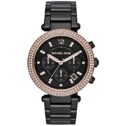 Michael Kors Parker Diamonds Black Dial Black Steel Strap Watch for Women - MK5885