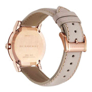 Burberry The City Diamonds Gold Dial Beige Leather Strap Watch for Women - BU9131