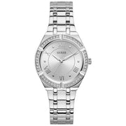 Guess Cosmo Diamonds Silver Dial Silver Steel Strap Watch For Women - GW0033L1