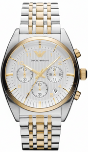 Emporio Armani Classic White Dial Two Tone Steel Strap Watch for Men  - AR11603