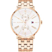 Tommy Hilfiger Jenna Quartz White Dial Rose Gold Steel Strap Watch for Women - 1782070