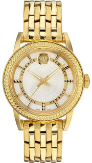 Versace Code Quartz Silver Dial Gold Steel Strap Watch For Men - VEPO00420