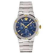 Versace Greca Quartz Blue Dial Silver Steel Strap Watch For Men - VEZ900221