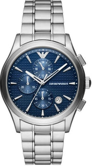 Emporio Armani Renato Chronograph Blue Dial Silver Steel Strap Watch For Men - AR11528