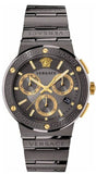 Versace Greca Icon Chronograph Black Dial Black Steel Strap Watch For Men - VEZ900521
