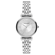 Emporio Armani Gianni T-Bar Quartz Silver Dial Silver Steel Strap Watch For Women - AR11445