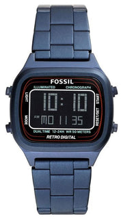 Fossil Retro Analog-Digital Black Dial Blue Steel Strap Watch for Men - FS5896