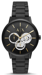 Armani Exchange Cayde Chronograph Black Dial Black Steel Strap Watch for Men - AX2748