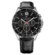 Tommy Hilfiger Luke Quartz Black Dial Black Leather Strap Watch for Men - 1791117