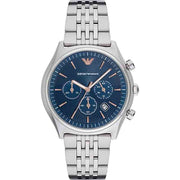 Emporio Armani Luigi Chronograph Quartz Blue Dial Silver Steel Strap Watch For Men - AR1974