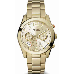 Fossil Boyfriend Gold Dial Gold Steel Strap Watch for Women - ES3884