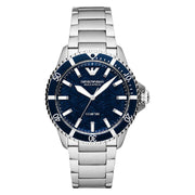 Emporio Armani Sea Explorer Meccanico Automatic Blue Dial Silver Steel Strap Watch For Men - AR60059