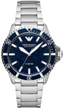 Emporio Armani Sea Explorer Meccanico Automatic Blue Dial Silver Steel Strap Watch For Men - AR60059