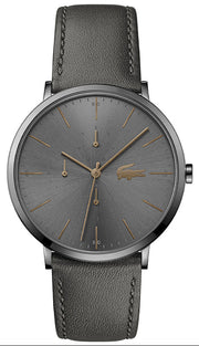 Lacoste Moon Gray Dial Gray Leather Strap Watch for Men - 2011059