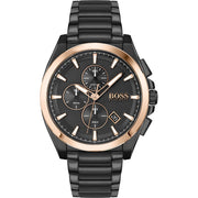 Hugo Boss Grandmaster Chronograph Black Dial Black Steel Strap Watch for Men  - 1513885