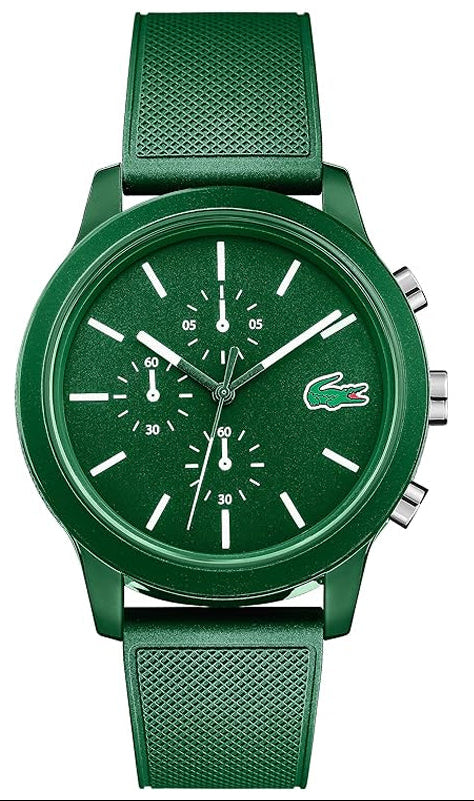 Lacoste 12.12 Chronograph Green Dial Green Silicone Strap Watch for Men - 2010973