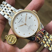 Tissot Le Locle Powermatic 80 Diamonds Silver Dial Two Tone Steel Strap Watch For Men - T006.407.22.036.01