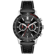 Hugo Boss Allure Chronograph Black Dial Black Leather Strap Watch for Men - 1513920