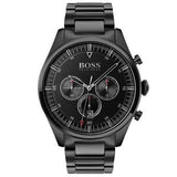 Hugo Boss Pioneer Chronograph Black Dial Black Steel Strap Watch for Men - 1513714