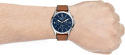 Fossil Forrester Chronograph Blue Dial Brown Leather Strap Watch for Men -  S5607