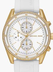 Michael Kors Hadyn Chronograph White Dial White Rubber Strap Watch for Women - MK7484