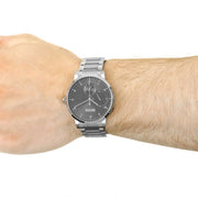 Hugo Boss Oxygen Chronograph Grey Dial Silver Steel Strap Watch for Men - 1513596