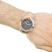 Hugo Boss Talent Chronograph Black Dial Two Tone Steel Strap Watch for Men - 1513584