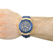 Guess Legacy Blue Dial Blue Silicone Strap Watch For Men - W1049G2