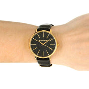 Michael Kors Pyper Black Dial Black Leather Strap Watch For Women - MK2747