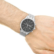 Hugo Boss Jet Chronograph Black Dial Silver Steel Strap Watch for Men - 1513383