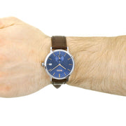Hugo Boss Corporal Blue Dial Brown Leather Strap Watch for Men - 151363