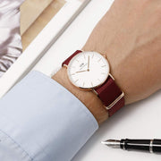 Daniel Wellington Classic Roselyn White Dial Red NATO Strap Watch For Women - DW00100271