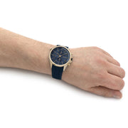 Hugo Boss Globetrotter Chronograph Blue Dial Blue Silicone Strap Watch for Men - 1513822