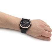 Hugo Boss Grandmaster Chronograph Black Dial Black Steel Strap Watch for Men  - 1513885