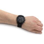 Fossil Bronson Chronograph Black Dial Black Leather Strap Watch for Men - FS5874
