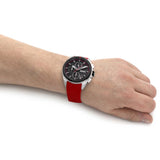 Hugo Boss Volane Chronograph Black Dial Red Rubber Strap Watch for Men - 1513959