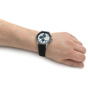 Emporio Armani Renato Chronograph Silver Dial Black Leather Strap Watch for Men - AR11473