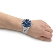 Emporio Armani Sea Explorer Meccanico Automatic Blue Dial Silver Steel Strap Watch For Men - AR60059