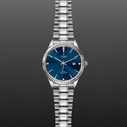 Tudor Style Automatic Diamonds Blue Dial Silver Steel Strap Watch for Men - M12710-0017