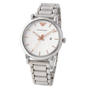 Emporio Armani Quartz White Dial Silver Steel Strap Watch For Men - AR90000