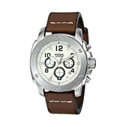 Fossil Modern Machine White Dial Brown Leather Strap Watch for Men - FS4929