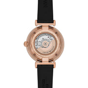 Emporio Armani Meccanico Gianni T Bar Mother of Pearl White Dial Black Leather Strap Watch For Women - AR60047