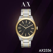 Armani Exchange Nico Analog Black Dial Two Tone Steel Strap Watch For Men - AX2336