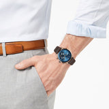 Hugo Boss Grand Prix Chronograph Blue Dial Brown Leather Strap Watch for Men - 1513604