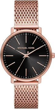 Michael Kors Pyper Analog Black Dial Rose Gold Mesh Strap Watch For Women - MK4566