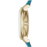 Marc Jacobs Roxy Silver Dial Green Leather Strap Watch for Women - MJ1633