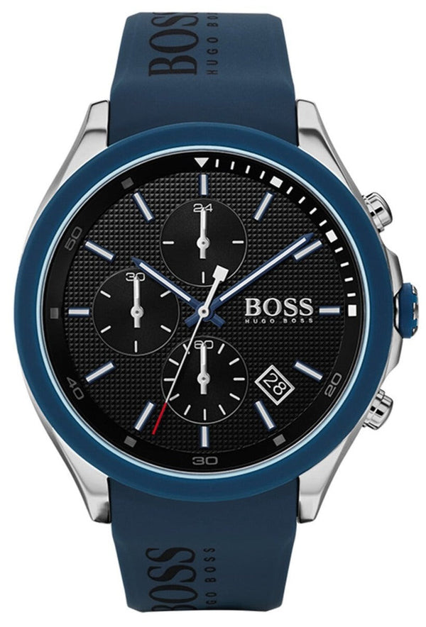 Hugo Boss Velocity Chronograph Black Dial Blue Rubber Strap Watch for Men - 1513717