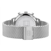 Tommy Hilfiger Spencer Skeleton Black Dial Silver Mesh Bracelet Watch for Men - 1791643