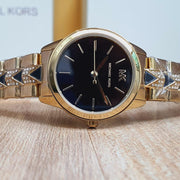 Michael Kors Runway Mercer Quartz Black Dial Two Tone Steel Strap Watch For Women - MK6672